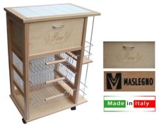 Chariot Cuisine Gain de Place Avec Tiroir + Bouteille 3 Paniers Assiette / Bol