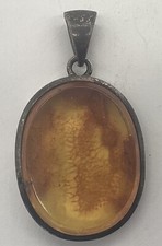 Pendentif Argent Ambre Vintage