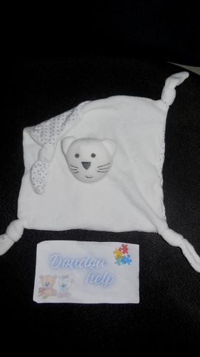 127 doudou plat chat - doudou, blanc