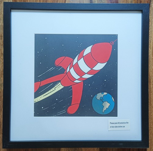 Cadre tintin fusee lune - cadre, 30x30
