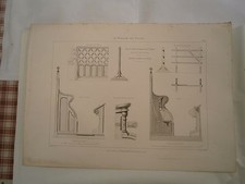 Planche gravure mobilier d'église  paroissial  St Denis Barriére mobile stalle