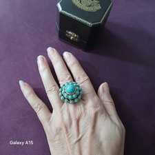 Superbe Bague Cocktail  turquoise JUICY COUTURE avec sa boîte - Modèle Rare Y2K