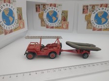 PMPB9-0428 VOITURE sapeurs pompiers SOLIDO JEEP WILLYS + BATEAU ZODIAC 371 1/43