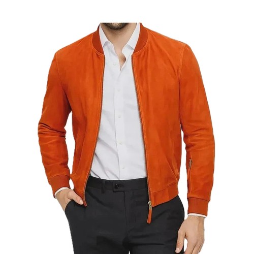 Blouson bomber cuir suédé - en,