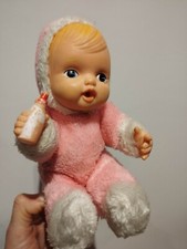 Peluche Poupée - Bébé avec un biberon - Bergère de France - Orange et Blanc - Au