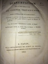 SUR LA NON-RÉTRACTATION DU CORDON TESTICULAIRE 1825- MÉDECINE .