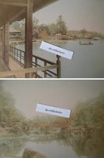 JAPAN 2 large antique photos 1880's-1890's Nagaoka Tenjin / Hikone Rakurakuen