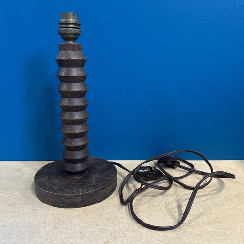 Pied lampe bois sculpté - bois,