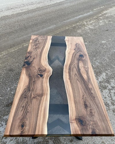 Black epoxy wood table - wood,