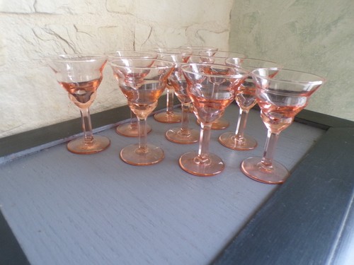 Verres pied anciens rose - à,