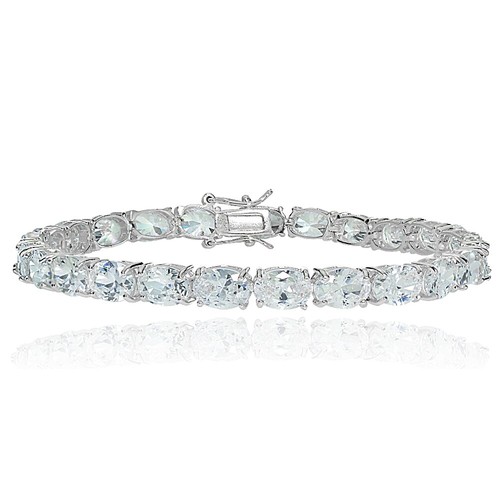 Argent sterling ovale zircone - argent,
