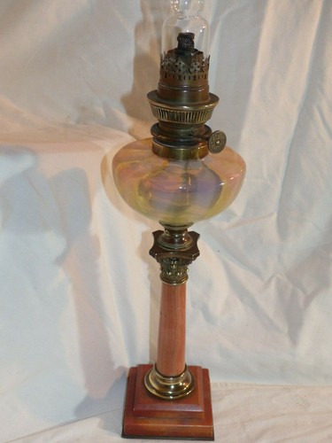 Lampe pétrole bronze - pétrole, verre
