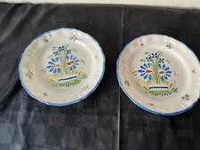 lot de 2 assiettes Décor Panier de fleurs Faïence , pochoir, Sud Ouest