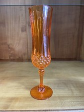 3 Flûtes à Champagne Orange Cristal d'arques Paris modèle Longchamp