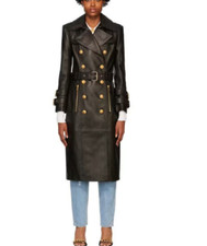 Manteau Trench En Cuir Noir