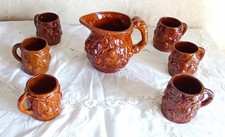 Service à bière ou cidre vintage en grès vernissé