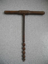 outil ancien charpentier tarière antique tool carpenter auger drill métier déco 