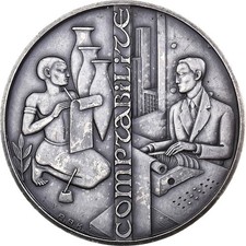 France, Médaille, Association des Comptables, 1980, bronze argenté, VZ
