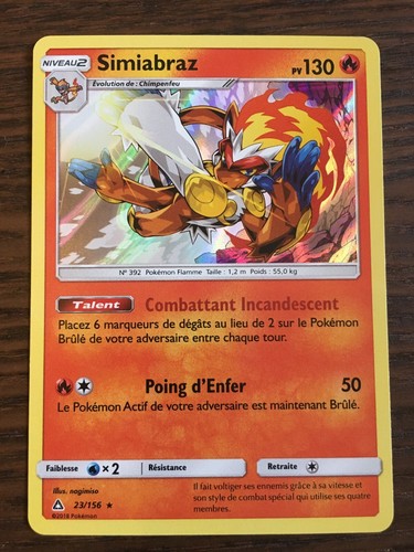 Carte pokémon holo simiabraz - carte,