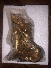 Resin 10.63"H Napping Indian Buddha Statue Gold Home Decor Housewarming Gift ...