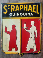Ancienne Plaque tôle embossée ST RAPHAEL Quinquina Loupot deco bar pub 32x24,5cm