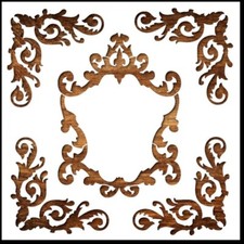 Pochoir 21 x 21 cm en plastique Mylar 4 angles baroques
