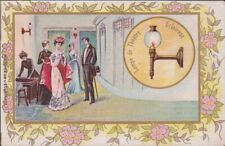 CHROMO ANCIEN HISTOIRE DE L'ECLAIRAGE/LAMPE de THEATRE -PUBLICITE HYGIA LYON