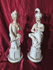 2 STATUES BALINAISES PORCELAINE GEROLD PORZELLAN BAVARIA,ASIE,40 CM 