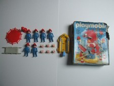 PLAYMOBIL VINTAGE ancien pompier Klicky avec boite abimée incomplet personnages