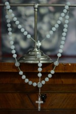  Beautiful Hand Rosary sterling silver opalin reliquary cross Napoleon III