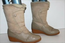 NANOUK Bottes Vintage  Fourrées Cuir Peau Mouette Doublées Laine Mouton T 36 TBE