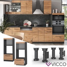 Meuble micro-ondes Meuble de cuisine Fame-Line 60 cm anthracite chêne Vicco