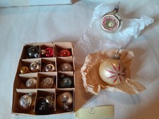 15 Boules noël Anciennes Verre églomisé, mercurisé, couleurs variées, 13 petites