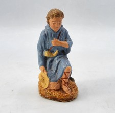 Santon de crèche Devineau jeune berger agenouillé plâtre peint taille 2 XXème 