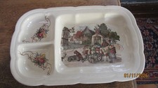 ancien petit plat a compartiments obernai,sarreguemines,parfait état,henri loux.
