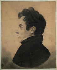 BOUCHARDY - Portrait d'homme. 1827. DESSIN original au PHYSIONOTRACE. Signé daté