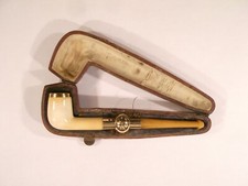 Pipe fume-cigarette écume mer bagues or massif 18 K 750 ‰ poinçon tête d’aigle