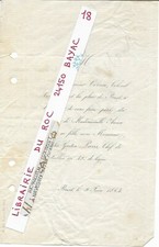 FAIRE PART MARIAGE + Charles Gaston PARIS / Anna CORNU + 1864 Brest