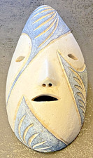 RARE :  Masque en Céramique émaillée Poterie d' ACCOLAY - Yonne. Très Bel Etat