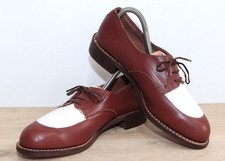 New 1940s French Bicolor Leather Women's Derby Shoes 38FR 6,5US Made in France