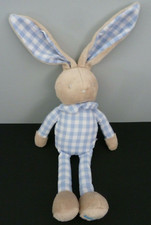 *. DOUDOU PELUCHE KLORANE BEBE LAPIN VICHY BEIGE BLEU BLANC CARREAUX ETAT NEUF*