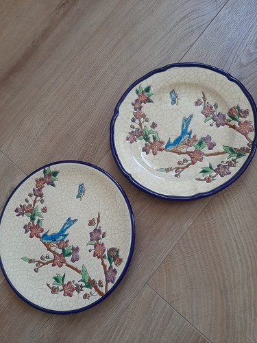 Lot deux assiettes emaux - de, en