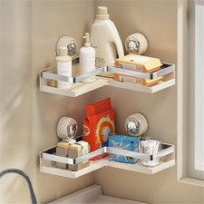 Étagère de douche d'angle murale avec ventouse pour shampoing et produits de b