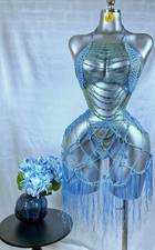 Blue beaded crochet lingerie - beaded,