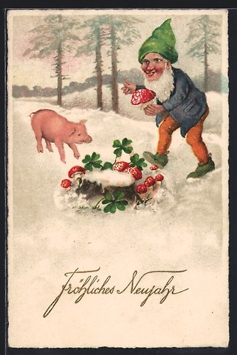 Carte postale nain avec