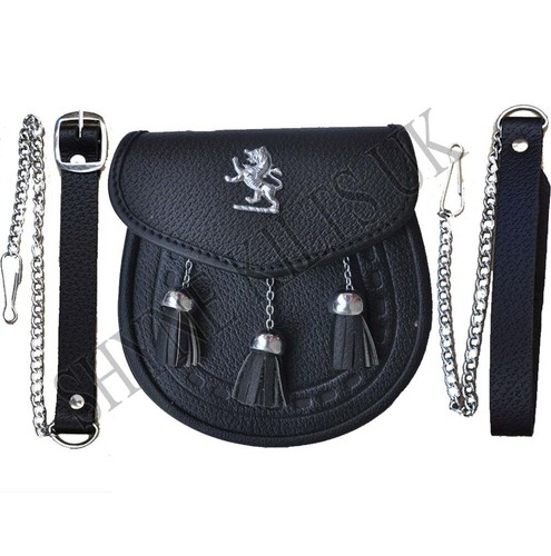 Sporran cuir noir - noir, lion