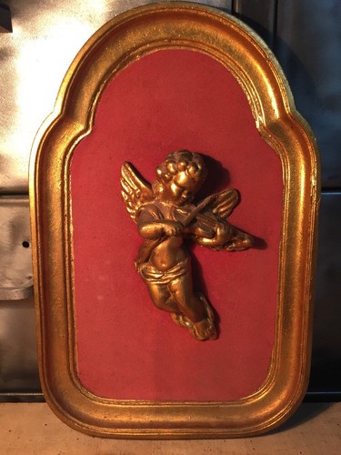 Cadre ange plâtre doré - et,