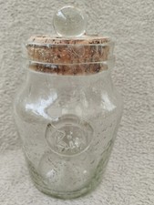 Pot Vert Clair En Verre Soufflé, Bullé BIOT Bouchon Liège 