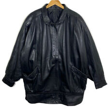 Veste Blouson En Cuir Noir Vintage 80’s