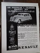 RENAULT CELTA PRIMA VIVA  4 cyl 110+ CLAVERIE publicité papier ILLUSTRATION 1936